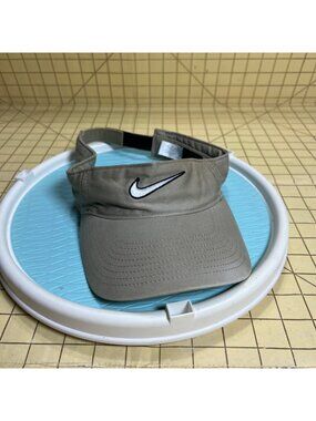 Nike Khaki Adjustable Sports Visor Hat With Embroidered Logo